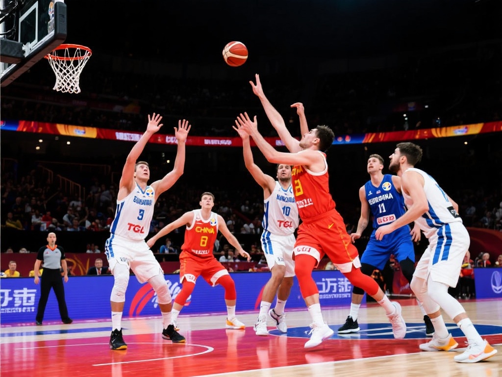 在篮球赛场上，欧洲队展现了强大的外线投射能力，但中